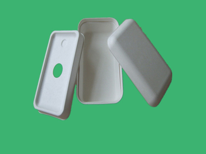 甘蔗浆白色湿压纸托      手机包装盒